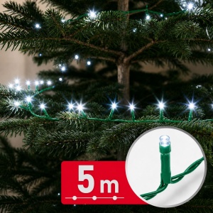 Instalație luminoasă – 5 m – alb rece – 100 LED – 100–240 V – 6 W – cablu verde
