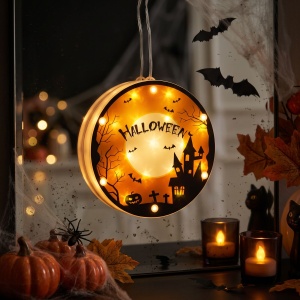 Lampa decorativă Halloween 3D - 14 LED-uri alb cald - funcționează cu baterie