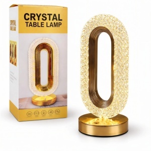 Lampă LED Decorativă 26x12x10cm Ovală cu Suport si Touch Control, Model Cristal cu 3 Moduri de Lumina