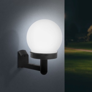 Lampă solară LED de perete - alb rece - neagră - plastic