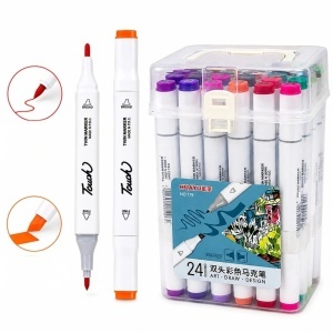 Markere Colorate 24/set in Gentuta Transparenta 14cm din Plastic
