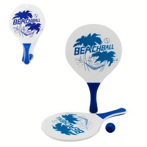 Palete de Tenis 2/set pentru Plaja, 38x24cm din Lemn cu Minge - Img 2
