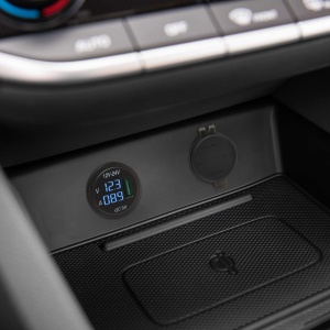 Priză încorporabilă auto USB - voltmetru LED - albastru - cu filet - 1 x USB