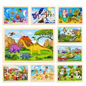 Puzzle din Lemn 60 de piese, pentru Copii 22.5x30cm, Diferite Modele