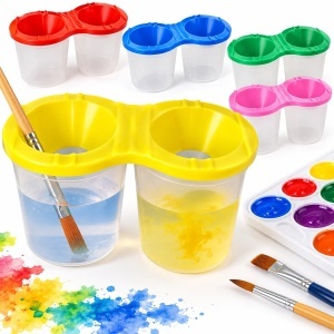 Recipient Plastic 25/set cu Capac, 7x10cm, 2 Compartimente pentru Pictură, Diferite Culori