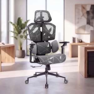Scaun rotativ de birou TitanMesh Pro cu perne laterale - gri - 119 x 72 x 73 cm