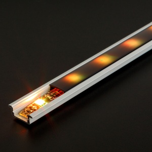 Șină din aluminiu pentru LED - 2000 x 23(17) x 8 mm - formă U încastrabil - alb