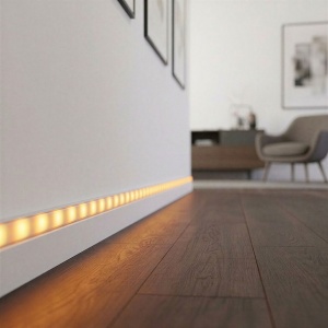 Șină din aluminiu pentru LED - 2000 x 23(17) x 8 mm - formă U încastrabil - alb - Img 2