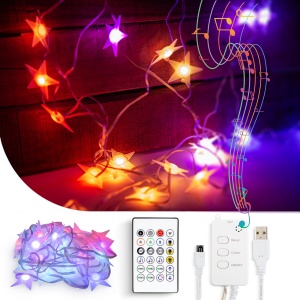 Șir de lumină inteligentă - stea - USB - 25 LED-uri RGB - 5 m - Bluetooth - Img 2