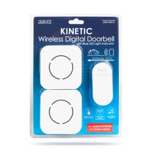 Sonerie wireless digitală fără baterie - Kinetic - 2 unități interioare - albă - LED albastru - Img 4