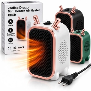 Aeroterma Electrica 16x9x13cm, 800W, Incalzire PTC, 2 Trepte, Oprire la Rasturnare, Diferite Culori