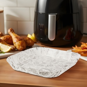 Air fryer baking paper - for oil-free cooking - patterned, square - 23 cm - 50 pcs / pack