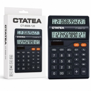 Calculator Electronic CT-8588-120, 18×12×3cm, 12 Cifre, Dublu Ecran LCD, Alimentare Solara
