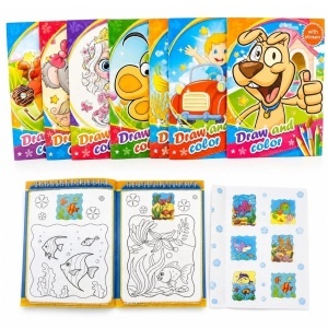 Cărți de Colorat 12/set cu Stickere A4, 28x21cm Diferite Modele