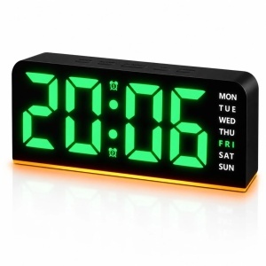 Ceas Digital LED 17×5×7.5cm, Afișaj LED Mare, Alarmă cu Funcție Amânare, Calendar și Ziua Săptămânii, Alimentare prin Adaptor USB sau Baterii - Img 2
