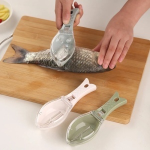 Curățător Solzi Pește 16cm cu Capac Colector, Mâner Antiderapant, din Plastic - Img 2