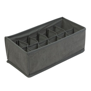 Cutie de depozitare din material textil - 32 x 16 x 11 cm - 12 buzunare - gri - Img 2