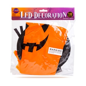 Decor LED Halloween - fantomă - galben - 10 LED-uri colorate - poate fi agățat - 2 x 2032 - 75 x 35 - Img 3
