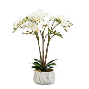 Decor plastic - orhidee - alb - 58 cm - Img 2