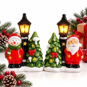 Decorațiune de Crăciun 18x10cm, din Ceramica cu Lumină LED, Diferite Modele