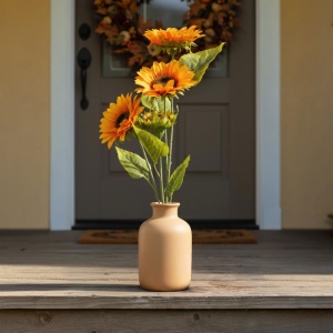 Decorațiune de toamnă - floarea soarelui - galben lămâie - 3 flori - 90 cm