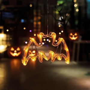 Decorațiune luminoasă de Halloween - liliac - cu ventuză - 12 LED - 20 x 18,5 cm - 3 x AAA