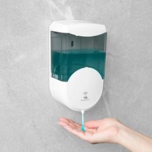 Dozator de săpun cu senzor - 600 ml - de perete - cu baterii - fumuriu