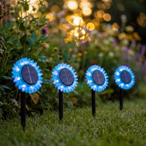 Floare solară floarea-soarelui - albastră - cu țăruș / suspendabilă - 13 x 6,5 x 35 cm
