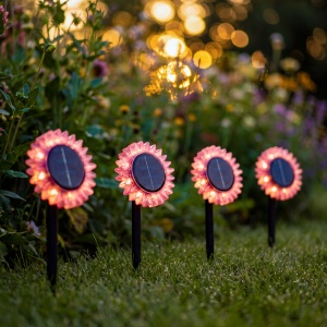Floare solară floarea-soarelui - roz - cu țăruș / suspendabilă - 13 x 6,5 x 35 cm