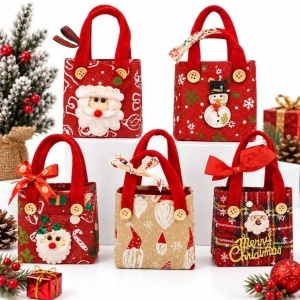 Gentuță Cadou 12/set de Crăciun 10x10x6cm, cu Fundita, Diferite Modele