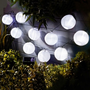 Ghirlandă luminoasă solară cu lampioane - 10 lampioane albe, LED alb rece - 2,5 m