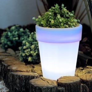 Ghiveci solar de flori - 4 LED-uri alb rece - 16,5 x 19 cm