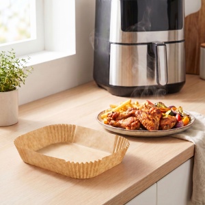 Hartie de copt pentru friteuza cu aer - pentru un cuptor fara ulei - dreptunghi - 14 x 22 cm - 50 bu
