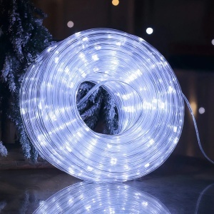 Instalație 14m, Model Furtun LED, Lumină Alb Rece, pentru Interior și Exterior, Ideală pentru Decor de Crăciun și Evenimente