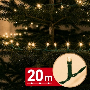 Instalație luminoasă – 20 m – alb cald – 400 LED – 100–240 V – 6 W – cablu verde