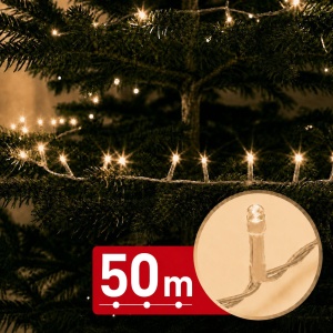 Instalație luminoasă – 50 m – alb cald – 1000 LED – 220–240 V – 9 W – cablu transparent
