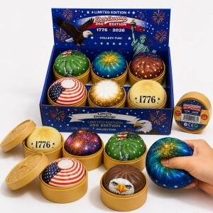 Jucărie Antistres Squishy Liberty Dumplings 9cm, în Cutie Plastic, Ediție Limitată 250 Edition 1776-2026, Slow Rising, Diferite Modele