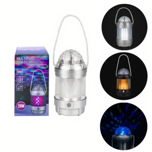 Lampa LED 19x9cm Felinar Portabil Multifunctional 3in1, Lumina Alba Glob Disco si Lumina Alb Cald Efect Flacara