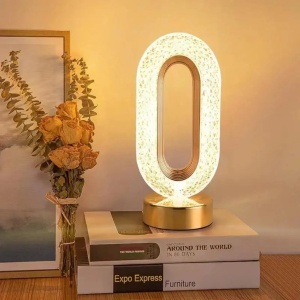 Lampă LED Decorativă 26x12x10cm Ovală cu Suport si Touch Control, Model Cristal cu 3 Moduri de Lumina - Img 2