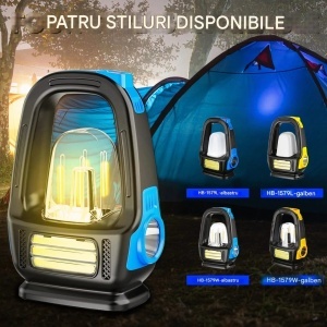 Lampa Solara 20x12 LED, Multifunctionala cu 3 Moduri de Lumina USB - Img 1