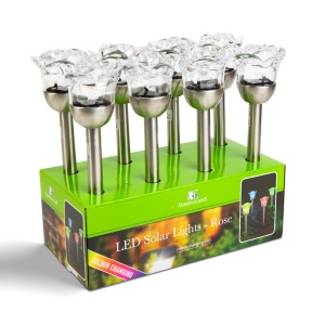 Lampă solară - cu țăruș - trandafir - 1 LED RGB - 8 x 36,5 cm - Img 3