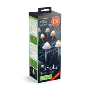 Lampă solară LED - 12 mini ciuperci - alb cald - 28,5 cm x 4 m - Img 3