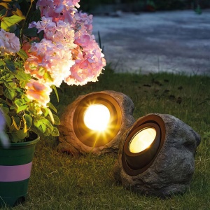 Lampă solară LED de exterior - aspect piatră - LED SMD alb - 20 x 12 x 16 cm
