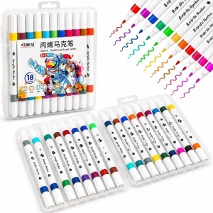 Markere Colorate 18/set in Gentuta Transparenta 14cm din Plastic