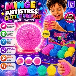 Minge Antistres Squishy 6.5cm, Cube Squeeze Ball, din Gel Elastic, Stretch & Squeeze, Diferite Culori - Img 2