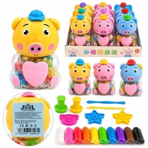 Plastilina de Modelat 6/set, Model Purcelus cu 12 Culori si Accesorii pentru Modelat, Diferite Culori