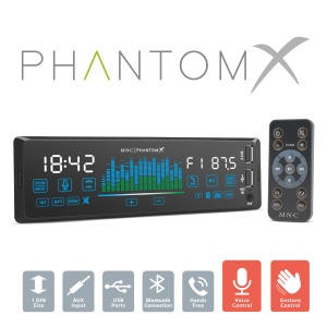 Player auto "PhantomX" - 1 DIN - 4 x 50 W - comandă prin gesturi - BT - MP3 - AUX - USB