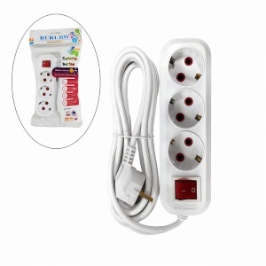 Prelungitor Electric 3m cu 3 Prize și Buton Roșu ON/OFF