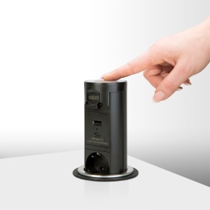 Priză încorporabilă ascunsă motorizată - "Touchcontrol" -3 x 250 V + USB - negru - Img 2