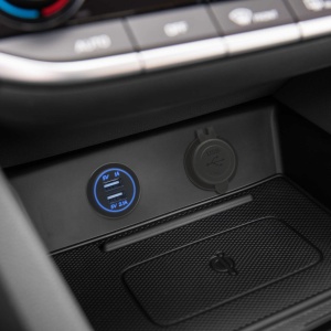 Priză încorporabilă auto USB (în locul brichetei) - LED albastru - cu filet - 2 x USB - 5V - 2.1A